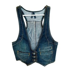 HIGHWAY JEANS Vintage Style Denim Vest Size Medium